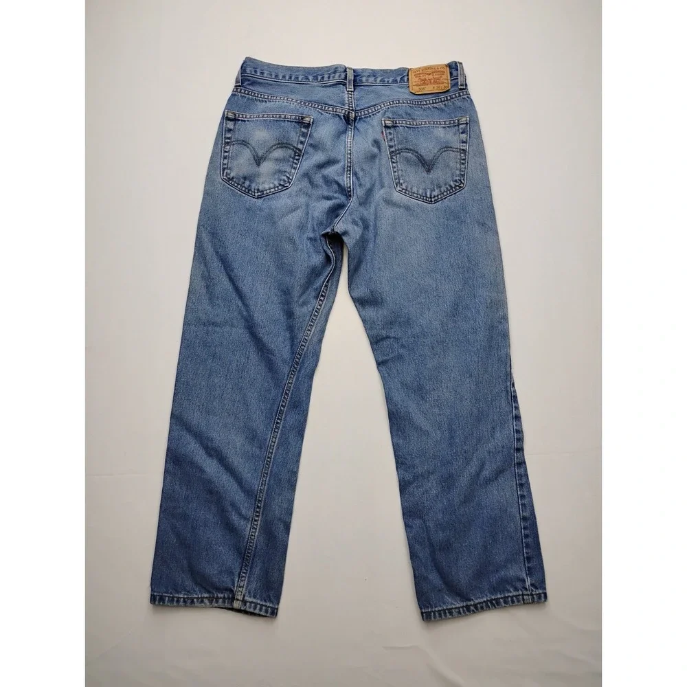 Mens Levis 505 Blue Jeans Regular Fit Straight Leg Mens 36x30  Y2K 2007